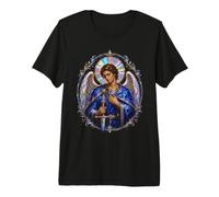 Arcángel Miguel Manto Azul Arte Sagrado Devocional Camiseta Premium
