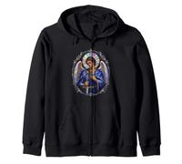 Arcángel Miguel Manto Azul Arte Sagrado Devocional Sudadera con Capucha