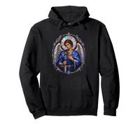 Arcángel Miguel Manto Azul Arte Sagrado Devocional Sudadera con Capucha