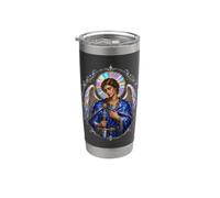 Arcángel Miguel Manto Azul Arte Sagrado Devocional Vaso térmico de acero inoxidable de doble pared