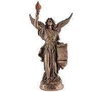 Arcángel Uriel Ángel de la Sabiduría en miniatura, piedra artificial, pintado a mano con color bronce, colección Veronese, 708-78394