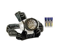 Arcas 30710005 - Linterna Frontal con 19 LED, Diadema Ajustable, 4 Funciones Luminosas, Funciona con Pilas, Ideal para Trabajar, Hacer Senderismo y Correr