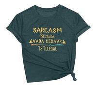 Arcasm Because Avada Kedavra is Illegal Camisetas para mujer 2026 Casual Entrenamiento Moda Suelta Camisetas Lindas Camisetas de Manga Corta Ajuste Holgado Letras Primavera Camiseta Gráfica Verano