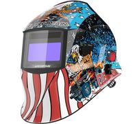 ARCCAPTAIN Casco de soldadura con pantalla de visualización grande, 1/1/1/1 de claridad óptica superior, oscurecimiento automático, sensor de 4 arcos, tiempo de respuesta de 1/25000s, casco de