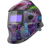 ARCCAPTAIN Casco de soldadura con pantalla de visualización grande, 1/1/1/1 de claridad óptica superior, oscurecimiento automático, sensor de 4 arcos, tiempo de respuesta de 1/25000s, casco de