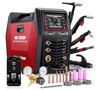 ARCCAPTAIN MIG205MP Soldadora 9-en-1 con control APP iControl/Plasma Cutter/Pulsed MIG/Flux Core/Spool Gun/DC HF/Lift TIG/Clean/MMA para aluminio 230 V multifunción