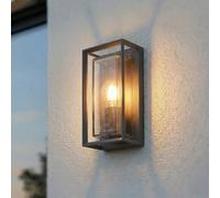 Arcchio Aplique de exterior Ismera, antracita/transparente, IP65, vidrio