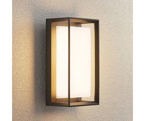 Arcchio Aplique de pared LED Ismera, antracita/opal, IP65, cristal True
