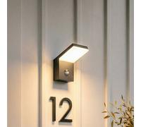 Arcchio Aplique LED para exterior Yolena, sensor, antracita, aluminio True