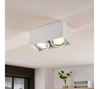 Arcchio Mabel downlight de techo, angular, 2 luces, blanco