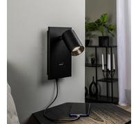 Arcchio Foco Brinja, negro, metal, USB-C, interruptor