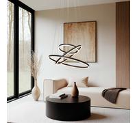 Arcchio lámpara colgante LED Albiona, negra, 3 anillos, Ø 80 cm True
