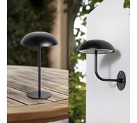 Arcchio LED lámpara de mesa recargable Thenra, negro, soporte de pared