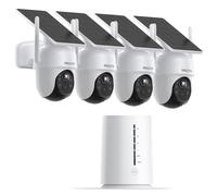 ARCCTV 4MP Kit de cámara de vigilancia Exterior, cámara Solar WiFi Exterior, sin suscripción, vigilancia Humana, 4 cámaras con estación Base, con Tarjeta de Memoria de 64 GB