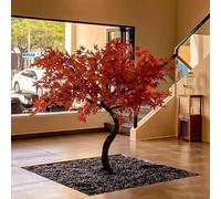 Arce rojo artificial: planta de interior grande de imitación, hojas de seda realistas, sin mantenimiento, aspecto natural, colores vibrantes durante todo el año, decoración perfecta for patio o comedo