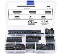 ARCELI 120Pcs 2.54mm Recta de una hilera Placa PCB Junta Pin hembra Cabezal de conexión Conector Kit de surtido de tiras para Arduino Prototype Shield (una fila)
