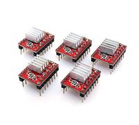 ARCELI A4988 Compatible con Stepper StepStick Motor Diver Module con disipador de Calor para Controlador de Impresora 3D Rampas 1.4 (Paquete de 5 Piezas) - Rojo