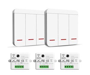 ARCELI Interruptor inalámbrico, interruptor de seguridad del emisor RF y controlador de receptor - 2200W/10A Interruptor de iluminación inteligente, interior 30-50M, Emisor de Radio 433MHz