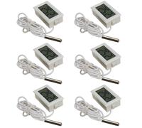 ARCELI Termómetro digital LCD para control de temperatura con sonda externa para frigorífico, congelador, frigorífico, acuario, color blanco (6 unidades)