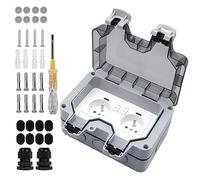 Arceli - Toma exterior impermeable con interruptor y indicador luminoso, doble toma estanca, enchufe estándar francés empotrado, AC250 V/16 A, para cocina, cuarto de baño, toma de pared de jardín