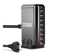 ARCELI USB C Charger 320W 8-Port, GAN III Charging Station, USB c Charger with 4 x USB-C PD + 4 x USB-A QC4.0, for Phone 16/15/14 Pro MAX, Samsung Galaxy, MacBook, Pad, Laptop (320W)