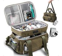 ARCFOX Organizador grande de medicamentos, bolsa de almacenamiento de medicamentos de viaje vintage, organizador de botellas de píldoras de doble capa con bolsa pequeña portátil, bolsa de primeros