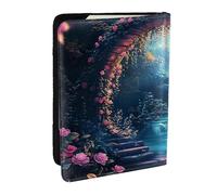Arch Bridge Flower Mountain Road - Soporte para pasaporte con impresión fotográfica, piel sintética, organizador para pasaporte, para hombres y mujeres, 6.5 pulgadas, Black, Talla única