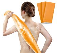 ARCH&M Exfoliating Washcloth Exfoliating Body Scrubber Back Scrubber for Shower Japanese Bath Wash Cloth Korean Exfoliating Luffah Towel Beauty Sponge Loofah Scrub 3 Pack (Orange x 3)