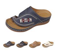 Arch Support Mule Sandals Mujer Reino Unido Sandals Y Sliders Bohemian Flor Tacón De Cuña para Plantar Fasciitis,Antideslizante Punta Abierta Orthopedic Cómodas para Playa Estival.