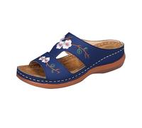 Arch Support Sandals for Women UK Women'S Orthopedic Wedge Heel Slide Sandals Ethnic-Style Bohemian Floral Plantar Fasciitis Slippers Ladies Wide Fit Open Toe Mules for Summer Beach Holiday