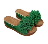 Arch Support Sandals for Women UK Women's Sandals & Slides Bohemian Floral Wedge Slides for Plantar Fasciitis Non-Slip Open Toe Orthopedic Slippers Comfy Holiday Beach Shoes Ladies Summer Clogs