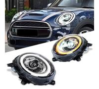 Archaic LED RGB Faros delanteros compatibles con Mini F54 Clubman Cooper F55-59 JCW 2014-2021, para modelos OE halógenos, con animación RGB DRL, par