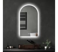 Archaluxe Espejo de baño con luz LED, Espejo de baño con antivaho, Interruptor táctil, Regulable, 3 Colores de luz, Espejo de Pared Ovalado, Horizontal/Vertical (40 x 70 cm)
