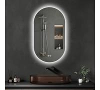 Archaluxe Espejo de Baño LED con Iluminación, Antivaho y Control Táctil Regulable en 3 Colores de Luz, Tamaño 50 x 90 cm, Montaje en Pared Horizontal o Vertical, Estilo Escandinavo