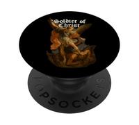 Archangel Michael derrota a Satanás - Soldado de Cristo PopSockets PopGrip Adhesivo
