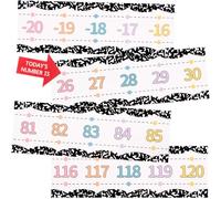 ARCHCRTC 30 piezas de bordes de tablón de anuncios de línea de números, 20 a 120, cuaderno de composición, pósteres de línea de números para aula, pared, matemáticas, tablón de anuncios, bordes para
