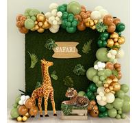 Arche Ballon Anniversaire - 127pcs Decoration Anniversaire 1 An, Ballon Vert, Jungle Safari Anniversaire Jungle Fille,Kit Arche Ballon Jungle Vert pour Baby Shower,Deco Anniversaire,Decoration Bapteme