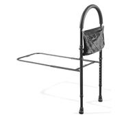 Arched Grip Bed Side Handrail Adjustable Height Assist Rail with T-Shaped Frame and Non-Slip Base for Elderly, Adults
