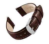 Archer Watch Straps - Correas de Reloj de Cuero de Grano Superior de Liberación Rápida (Castaño Oscuro/Costura en Blanco Natural, 20mm)