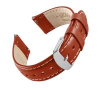 Archer Watch Straps - Correas de Reloj de Cuero de Grano Superior de Liberación Rápida (Coñac/Costura en Blanco Natural, 20mm)