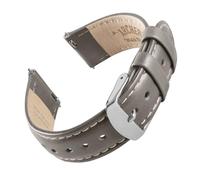 Archer Watch Straps - Correas de Reloj de Cuero de Grano Superior de Liberación Rápida (Gris Peltre/Costura en Blanco Natural, 18mm)