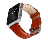 Archer Watch Straps - Correas de Reloj de Cuero de Grano Superior para Apple Watch (Coñac/Costura a Juego, Plata, 44/45/46/49mm)
