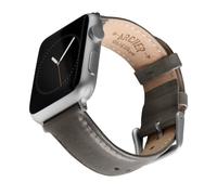 Archer Watch Straps - Correas de Reloj de Cuero de Grano Superior para Apple Watch (Gris Peltre/Costura a Juego, Plata, 44/45/46/49mm)