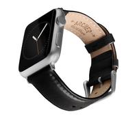 Archer Watch Straps - Correas de Reloj de Cuero de Grano Superior para Apple Watch (Negro/Costura a Juego, Plata, 40/41/42mm)