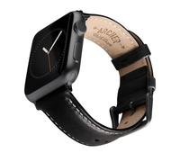 Archer Watch Straps - Correas de Reloj de Cuero de Grano Superior para Apple Watch (Negro/Costura en Blanco Natural, Gris Espacial, 40/41/42mm)