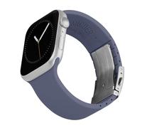 Archer Watch Straps - Correas de Reloj de Silicona Ajuste Personalizado para Apple Watch (Azul Acero, Broche Plateado, 44/45/46/49mm)