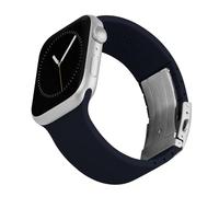 Archer Watch Straps - Correas de Reloj de Silicona Ajuste Personalizado para Apple Watch (Azul Medianoche, Broche Plateado, 40/41/42mm)