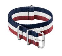 Archer Watch Straps - Correas de Reloj Estilo NATO Clásico de Nailon (Rojo/Blanco/Azul Marino, 24mm)