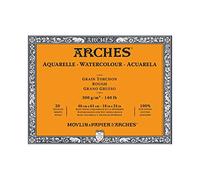 Arches Papel de acuarela en bloc 1795089 – 46x61 cm, 300 g/m², grano grueso, 20 hojas