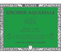 Arches Bloc de acuarela encolado Aquarelle 100% Fino 300 g 4L 28x36 20 hojas Blanco natural